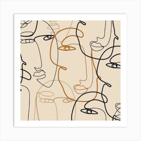 Abstract Portraits Of Faces Art Print