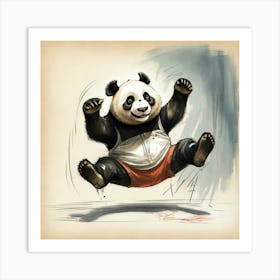 Panda Bear Jumping Art Print