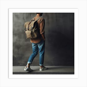 Man With Backpack Art Print