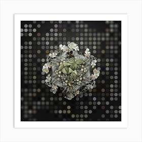 Vintage Trillium Rhomboideum Flower Wreath on Dot Bokeh Pattern n.0581 Art Print