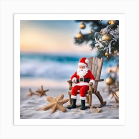 Santa Claus On The Beach 1 Art Print