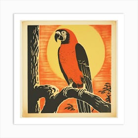 Retro Bird Lithograph Macaw 1 Art Print