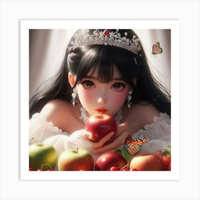 Anime Girl With Apple Art Print