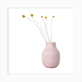 Pink Vase With Yellow Flowers Art Print