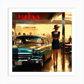 Girl And A Car Art Print