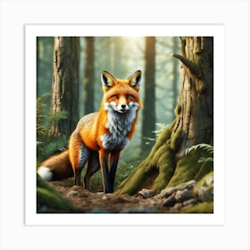 Red Fox In The Forest 71 Art Print