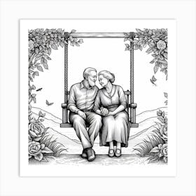 Old Age Colouring Art Print