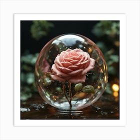 Rose In A Glass Ball Art Print