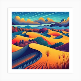 A Landscape Depiction Of Sand Dunes 1 Art Print