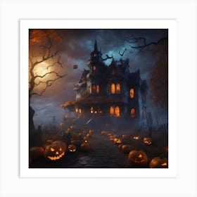 Halloween Haunted House Art Print