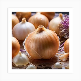 Onions On A Plate Art Print