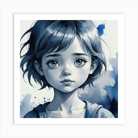 Girl With Blue Eyes 3 Art Print