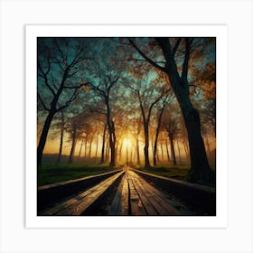 Sunrise In The Forest 1 Art Print