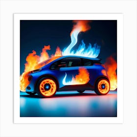 Bmw I3 On Fire Art Print