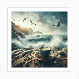 Coffee And Seagulls 4 Art Print