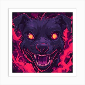 Scary Dog Emoji Dynamic Background 8 Art Print