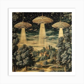 Alien Invasion Ancient Tapestry 3 Art Print