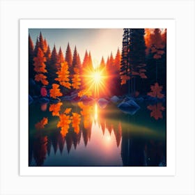 Sunset In The Forest 16 Art Print