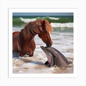 Horse And Dolphin Art Print