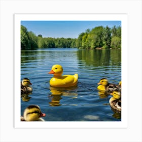 Ducks In The Water Art Print