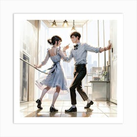 Couple Dancing In A Room Art Print