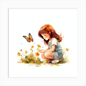 Little Girl With Butterfly Art Print