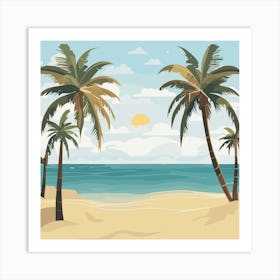 Palm Trees On The Beach Island Vacation Summer Art Print