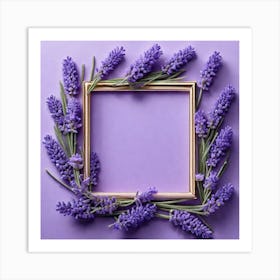 Lavender Frame On Purple Background 6 Art Print