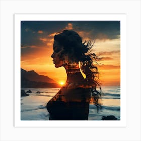 Sunset Portrait Of A Woman 1 Art Print