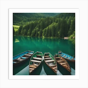 Boats In The Lake Art Print