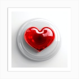 Heart Button On White Background Art Print