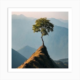 Lone Tree On Top Of Mountain 44 Art Print