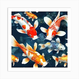 Koi Fish Seamless Pattern 1 Art Print