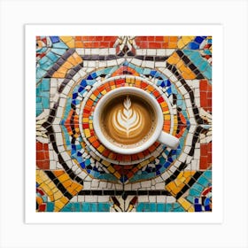 Coffee Cup On Mosaic Tile 4 Art Print