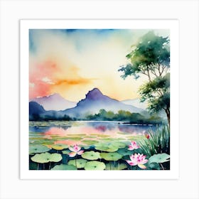 Water Lily Painting 3 Art Print