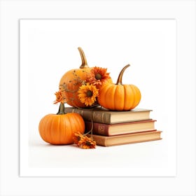 Pumpkins On Books 1 Art Print