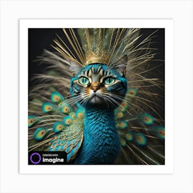 Peacock Cat Art Print