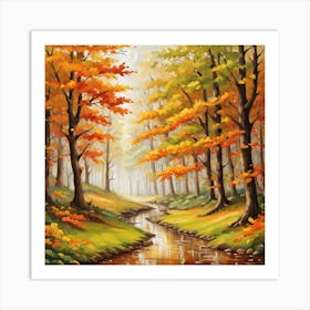 Forest In Autumn In Minimalist Style Square Composition 29 Art Print