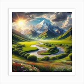 Kazakhstan Landscape Painting Art Print