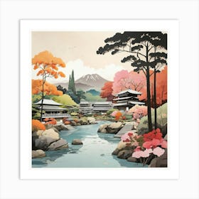 Ryokan Ji Garden Japan Modern Illustration 1 Art Print Art Print