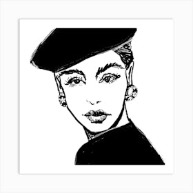 Madame in a Berette Art Print