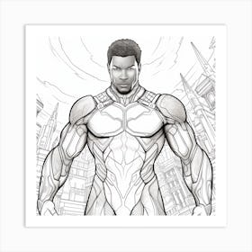 Black Defender Coloring Page 1 Art Print