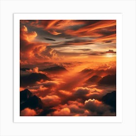 Sunset Over Clouds Art Print