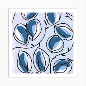 Seed Pods Square Blue Art Print