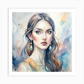 Watercolor Of A Beautiful Woman 1 Art Print