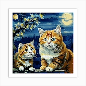 van goth Cat Painting Art Print