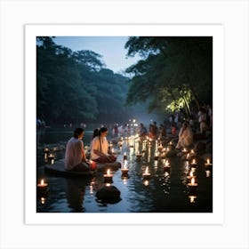 A Spiritual Light Festival Imbued With The Essence Of Faith Glow Of Sacred Lanterns Adorning An Anc (1) Art Print