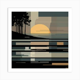 Sunset Over The Lake 3 Art Print