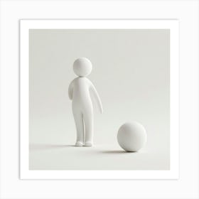 White Man Standing Next To A Ball Art Print