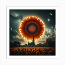 Sunflower In The Night Sky Art Print